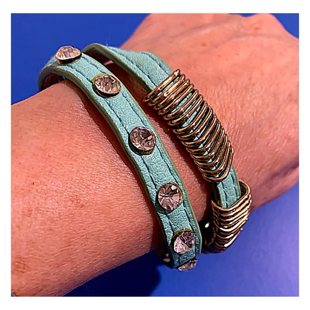 Bracelet Endless Turquoise Wrap Faux Leather Bracelet - Choker New Handmade